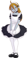 1boy ahoge artist:robo_whiskers blonde_hair bulge colored crossdressing digimon gloves green_eyes long_hair maid pointy_ears wizardmon // 869x1817 // 460KB