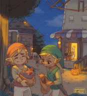 1boy 1girl artist:sunshine_memoir candy halloween_themed link tetra the_legend_of_zelda wind_waker // 1181x1300 // 2.5MB