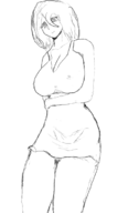 1girl artist:unknown banjo-kazooie gruntilda_winkybunion monochrome nipple_outline sketch // 421x695 // 57KB