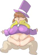 1girl a_hat_in_time artist:rider brown_hair cape colored fat hat hat_kid zipper // 385x559 // 109KB