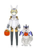 1girl 2018_halloween_collab aigis animal blonde_hair blue_eyes colored costume dog halloween halloween_collab koromaru persona persona_(series) persona_3 pumpkin red_eyes short_hair // 1500x2000 // 545KB