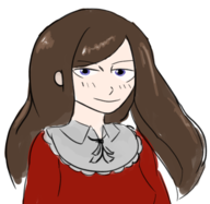 1girl artist:piopoi blush brown_hair colored elin_(game) hair hashbrown looking_at_viewer player_character purple_eyes tagme // 578x564 // 163KB