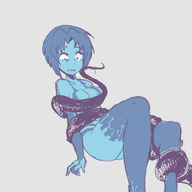 1girl artist:unknown blue_hair colored cortana halo purple_eyes solo tentacles // 1000x1000 // 245KB