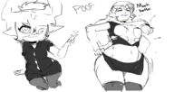1girl artist:justdavefnd fang lipstick medium_breasts midna midna_(true_form) monochrome pointy_ears sketch text the_legend_of_zelda thick_thighs torn_clothes twilight_princess undersized_clothes wide_hips // 2000x1067 // 530KB