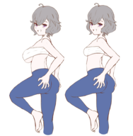 1girl artist:pepsi ass ass_grab breasts colored fire_emblem foot grabbing_ass grabbing_own_ass huge_breasts looking_at_viewer medium_breasts morgan pants raised_leg size_difference spats tube_top // 908x928 // 239KB