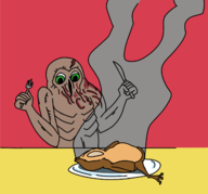 1boy artist:scorndude chicken_(scorn) cooking food mold_man scorn thanksgiving // 1603x1494 // 439KB