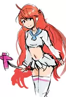 1girl ahoge black_eyes celeste colored long_hair madeline magical_girl red_hair skirt smile thigh_highs // 1500x2200 // 1.4MB