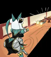 1boy 1girl artist:onion food qipao robo-fortune robot skullgirls // 900x1000 // 451KB