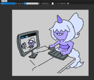 1girl artist:wapcum cloud computer dazzi drawing horn palworld parody // 1124x952 // 35KB