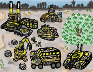 2boys artist:runebrave building buildings colored command_and_conquer constructor crane engineer harvester mod rocket_launcher simple_background soldier tank tiberium tiberium_dawn vehicle // 2160x1680 // 1.2MB