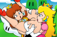 2girls anus artist:unknown blonde_hair crown licking orange_hair princess_daisy princess_peach pussy rimjob super_mario yuri // 3431x2215 // 4.0MB