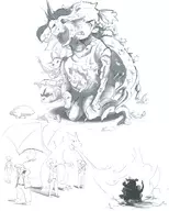 3boys 3girls artist:robot_jones blue body_horror charizard green misty pokemon pokemon_rby professor_oak red vaporeon // 4800x6000 // 3.9MB