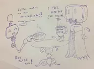 artist:paladin banjo-kazooie banjo-kazooie__nuts_&_bolts bow coffee crossover cup dialogue lord_of_games monita nintendo nintendo_land smile text traditional_medium // 2106x1537 // 496KB