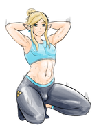 1boy armpit artist:axred7 blonde_hair blue_eyes bulge colored earring link pointy_ears sweat the_legend_of_zelda triforce // 1609x2145 // 1.0MB