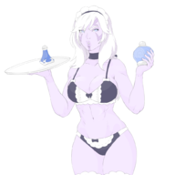 1girl artist:hsk bikini dota_2 drow_ranger maid_bikini maid_outfit // 1000x1000 // 187KB