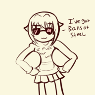 1girl artist:iggy_bomb hoodie idolm@ster idolm@ster_cinderella_girls sachiko_koshimizu shades short_hair sketch sunglasses text // 2000x2000 // 1.0MB