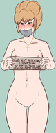 1girl artist:xxxx52 blush breasts colored embarrassed gagged kate_marsh life_is_strange nude sign text // 818x1935 // 312KB