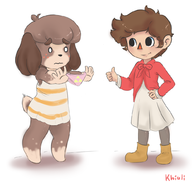 2boys animal_crossing anthro artist:sunshine_memoir colored crossdressing digby dress furry panties player sundress the_legend_of_zelda triforce villager // 1000x950 // 383KB