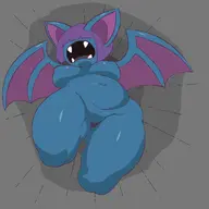1girl anthro artist:unknown bat_wings belly bowl_cut breasts claude_plays_pokemon colored crotch featureless_crotch furry hair huge_breasts navel open_mouth pokemon spread_wings thick_thighs tummy wings zubat // 600x600 // 63KB