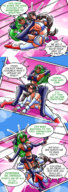 2girls artist:juju brown_hair comic final_fantasy green_hair long_hair thigh_high tifa_lockhart wrestling wrestling_ring // 800x2267 // 2.2MB