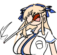 1girl artist:lunaticsoda blonde_hair cigarette katsuragi senran_kagura smoking // 1059x1013 // 46KB