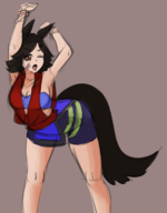 1girl animal_ears artist:unknown horse_girl stretching tail uma_musume_pretty_derby winning_ticket // 535x685 // 188KB