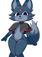 1girl :3 anthro artist:toonmegafag bikini bikini_bottom cape clothing colored dandy's_world eclipse eyelashes furry knock_knees looking_at_viewer roblox wolf wolf_girl // 1200x1600 // 605KB