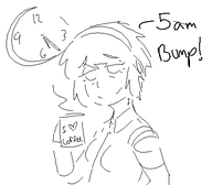 aigis artist:speakyfag bump coffee mug persona persona_(series) persona_3 shin_megami_tensei smt tired // 441x387 // 11KB