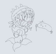 1girl artist:grey belly_button bra chomper drooling plants_vs_zombies sausage tongue // 684x654 // 16KB