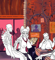 1boy 5girls anus areolae artist:scorndude ass breasts colored desk handjob horns huge_breasts lineart masturbation monochrome nipples penis pussy scorn_guy sitting sketch succubus succubus_(game) tagme text tie vydija wip // 1348x1477 // 1.7MB