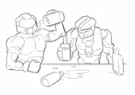 2boys artist:verytubtub doom doomguy drinking halo master_chief // 739x520 // 35KB