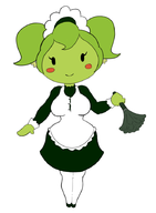 1girl artist:harrace blush colored duster green_hair maid maid_outfit mimi paper_mario stockings super_paper_mario twintails // 658x898 // 111KB