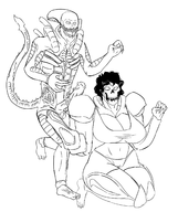 alien_(series) artist:scorndude cosplay dark_samus ellen_ripley metroid scorn scorn_guy xenomorph // 1847x2206 // 736KB