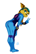1girl angela_cross artist:TioMegamanX bending_over furry peace_sign ratchet_&_clank sketch solo zero_suit // 6000x9000 // 2.6MB
