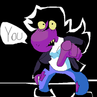 1girl artist:2hufag deltarune pointing susie // 400x400 // 14KB