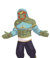 abs artist:poppage breath_of_the_wild colored crossdressing ganondorf gerudo_outfit the_legend_of_zelda wip // 1000x1157 // 366KB