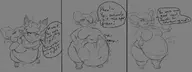 2girls artist:roshanvore atlyss breasts chang dialogue huge_breasts monochrome obese poon sketch text text_dialogue traditional_medium vore // 1024x382 // 47KB