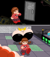 3girls artist:bonitanon bonita_zako huge_breasts madotsuki running stretch_panic yume_nikki // 550x627 // 48KB