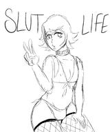 artist:xiceowl bulge chihiro_fujisaki cover danganronpa lingerie peace_sign text trap trigger_happy_havoc wip // 1750x2100 // 546KB
