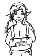 1girl artist:bad-draw huge_breasts malon monochrome the_legend_of_zelda // 256x338 // 46KB