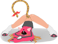 1girl animal_print artist:unknown ass blazblue blonde_hair chachakaka hoodie jack-o'_crouch_pose tail tan // 2705x2063 // 773KB