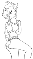 1girl ass gou hair_clip lineart looking_back pokemon pokemon_(anime) short_hair skirt // 1100x1950 // 250KB
