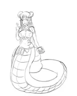 1girl alice candy lollipop long_hair monster_girl_quest monstergirl pointy_ears sketch snake_girl // 726x907 // 110KB