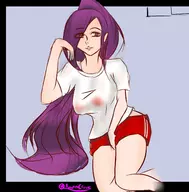 1girl artist:katsunei colored dragon_quest dragon_quest_xi gym_uniform jade ponytail purple_eyes purple_hair // 1496x1522 // 143KB