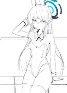 1girl artist:erumyuui blue_archive halo leotard long_hair monochrome thigh_highs toki // 2894x4027 // 1.1MB