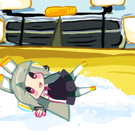 1girl artist:deidatvm blush bow bunny_ears colored grey_hair hakoniwa_company_works happy long_hair meme_kazamidori pink_eyes plow_truck smile snow truck twintails vehicle // 4000x4000 // 1.1MB