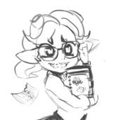 artist:justdavefnd girl glasses marina monochrome nerd octoling splatoon splatoon_2 // 1800x1600 // 728KB