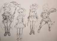 4girls artist:pikapika212 bear bird blake_belladonna bonnie breasts bunny chica crossover dress fan_game five_nights_at_freddy's fox foxy freddy_fazbear furry gauntlets genderbend heels high_heels looking_at_viewer looking_away monochrome no_background ruby_rose rule_63 rwby scythe sketch stockings sword thick_thighs thighs traditional_medium weiss_schnee yang_xiao_long // 1046x764 // 117KB