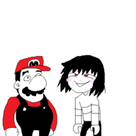 2boys artist:2hufag chara hat mario mustache super_mario undertale // 400x400 // 11KB