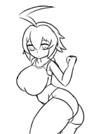 1girl ahoge artist:iggy_bomb blazblue es short_hair sketch // 1500x2000 // 301KB